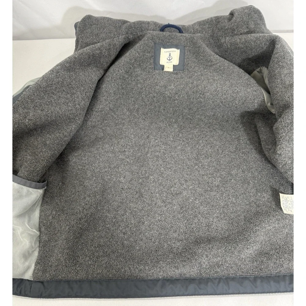 Land's End Kids Youth L (7) Grow-A-Long Gray Hooded Winter Jacket‎ Coat